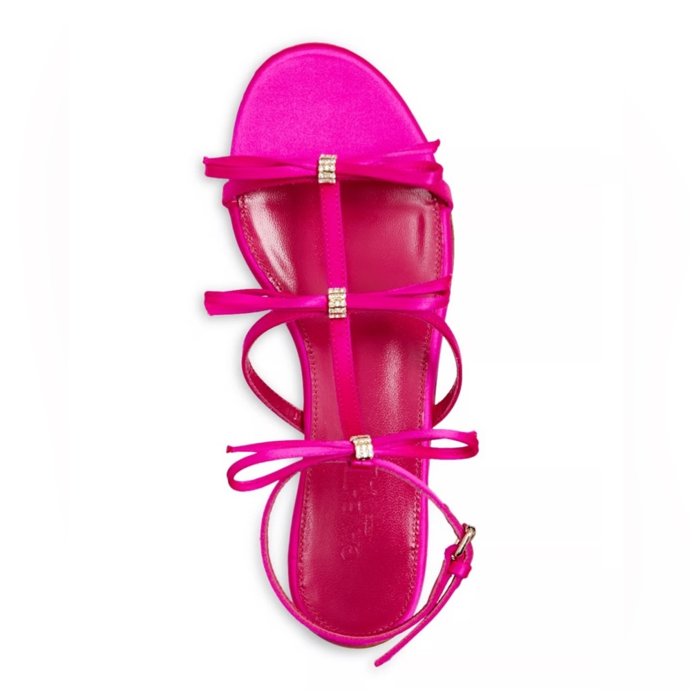 Giambattista Valli Women's Embellished Ankle Strap Flats,  Fuchia Strappy Heels